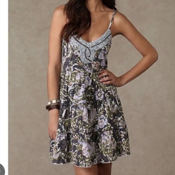 Free People Dresses & Skirts - Free People Western Royalty Beaded Dark Floral Boho Sundress S Whimsigoth Fairy